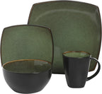 Gibson Elite Soho Lounge 16 Piece Dinnerware Set, Green