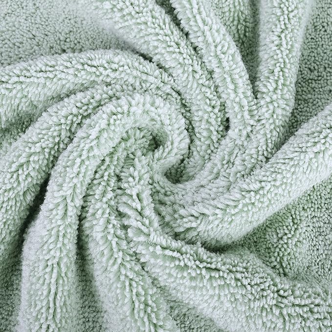 POLYTE Oversize, 60 x 30 in., Quick Dry Lint Free Microfiber Bath Towel Set, 6 Piece (Green)