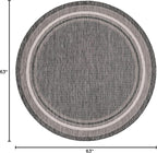 Unique Loom Outdoor Border Collection Area Rug - Soft Border (5' 3" Round, Black/ Ivory)