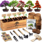 AVERGO Bonsai Tree Kit for Beginners – 5X Unique Japanese Bonzai Trees | Complete Indoor Starter Kit for Growing Bonsai Plants with Tools & Planters – Gardening Gifts for Women & Men