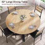 42'' Round Dining Table for 4,Kitchen Dining Room Circle Dinner Pedestal Table,Space Saving Wood Kitchen & Dining Room Furniture (Natual Wood, 42In)
