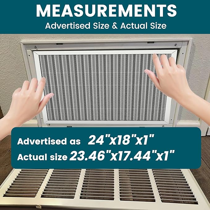 24x18x1 Air Filter-MERV 8, Washable & Reusable Electrostatic Air Filter, AC/HVAC Furnace Filter, Lasts a Lifetime, Permanent Filter, Breathe FresherHome And Office Actual Size:17.44x23.46x1 Inch