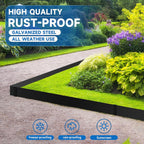 19.7Ft.Galvanized Steel Landscape Edging(6-Pack)-8"x39.4" Metal Garden Edging,7 Clips&Gloves,Hammer-in,No Dig,Rustproof,for Landscaping,Tree Rings,Garden,Yard&Pathway–Black