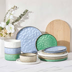 Herogo 12 Pieces Dishware Sets for 4, Stoneware Dinnerware Dish Set, Dinning Plates and Bowls for Home Kitchen, Dishwasher & Microwave Safe, Multicolor