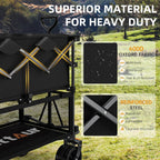 Foldable 50''L Extra Long Double Decker Wagon for Sport, 400L Collapsible Heavy Duty Wagon Cart with Big Wheels, Utility All-Terrain Large Extender Cart for Outdoors