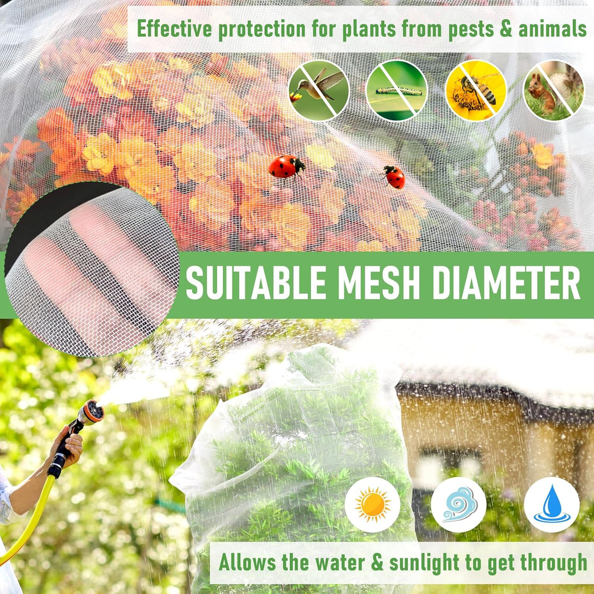 Fruit Tree Netting, Blueberry Bush Netting Cover for Garden Protection, 4Pcs 4x4.9 FT Garden Plant Netting Pest Barrier for Raised Beds for Strawberry, Tomato, Bug Mesh Net from Bird, Cicadas