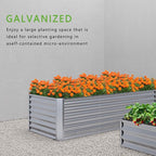 2PCS 8x2x1FT Galvanized Raised Garden Bed,Planter Raised Beds-Metal Garden Box,Large Plant for Outdoor Planting, Vegetables Bed，Flower,herb-Silver