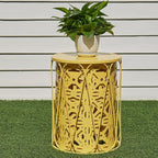 Y&M Set of 3 Stacking Coffee Table for Living Room, Patio Side Table,Indoor End Tables for Bedroom, Outdoor Decorative Garden Stool with Heavy Duty Metal Frame Modern Industrial Decor - Yellow