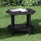 Small Outdoor Side Tables Modern 2-Tier Adirondack Table Rustic End Table HDPE Storage Shelf Industrial Corner Rectangle Coffee Table for Patio Garden Balcony Backyard Pool Farmhouse Home Black