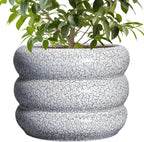 SQOWL Ceramic Planter - 10 Inch Ceramic Plant Pot Indoor, Round Planter with Drainage Hole, Modern Flower Pots Outdoor, Home Living Room Garden Decor, Gardening Gifts, Black and White