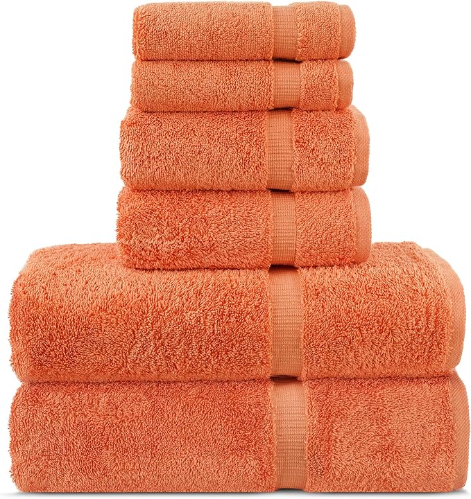 Chakir Turkish Linens Luxury Spa and Hotel Quality Premium Turkish Cotton 6-Piece Towel Set (2 x Bath Towels, 2 x Hand Towels, 2 x Washcloths)