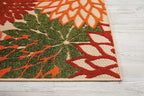 Nourison Aloha Indoor/Outdoor Green 2'8" x 4' Area Rug, Tropical, Botanical, Easy Clean, Non Shedding, Bed Room, Living Room, Dining Room, Deck, Backyard, Patio (3x4)