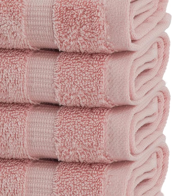 Chakir Turkish Linens | Hotel & Spa Quality 100% Cotton Premium Turkish Towels | Soft & Absorbent (4-Piece Washcloths, Pink)