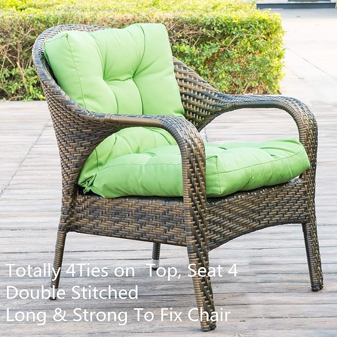 QILLOWAY Outdoor Chair Cushion for Patio Furniture, Waterproof Patio Cushions with Ties, Fade Resistant Replacement Pads for Outdoor Rocking Chairs,Green