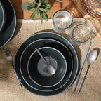 Bloomhouse Montecito Breeze 16 Piece (Service for 4) Double Plates and Bowls Stoneware Reactive Glaze Dinnerware Set - Laguna Dawn
