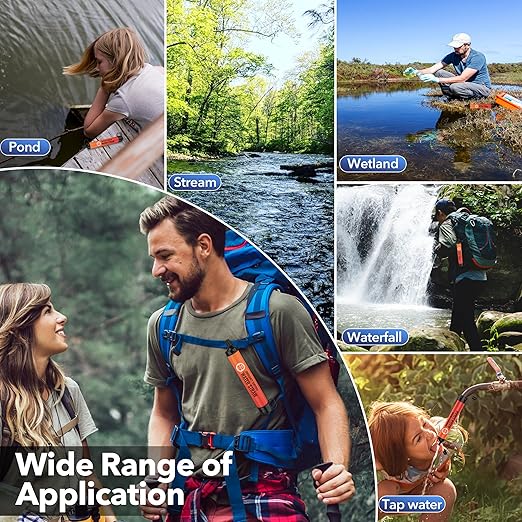 Emergency Water Filter Straw, Personal Survival Water Filtration System, Water Purifier, Outdoor Survival Gear and Equipment for Hiking Camping Accessories Cycling Fishing Preparedness
