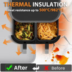 Heat Resistant Mat for Air Fryer Site - 23.6 x 15.7in, Fireproof Silicone Mats for Kitchen Counter, Heat Proof Mat, Non-slip & Waterproof for Deep Fryer, Oven, Coffee machine (Silver)