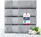 TEXTILOM 100% Turkish Cotton 4 Pcs Hand Towel Set, Luxury Hand Towels for Bathroom, Soft & Absorbent Bathroom Hand Towels Set (16 x 28 inches)- Grey