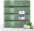TEXTILOM 100% Turkish Cotton 4 Pcs Hand Towel Set, Luxury Hand Towels for Bathroom, Soft & Absorbent Bathroom Hand Towels Set (16 x 28 inches)- Green