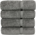 Chakir Turkish Linens 100% Cotton Premium Turkish Towels for Bathroom | 27'' x 54'' (4-Piece Bath Towels - Gray)
