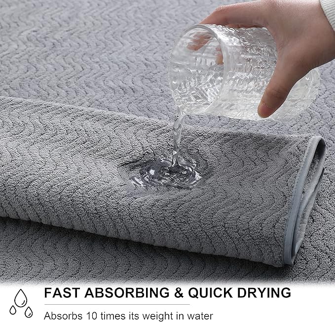 Ultra Soft Bath Towel Set of 4, Grey Extra Large Textured Microfiber Luxury Towels 35x70 in, Quick Dry, Highly Absorbent, Fluffy, Oversized, for Bathroom Shower Pool Hotel Beach
