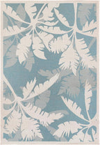 Couristan Monaco Indoor Outdoor Area Rug – Coastal Flora 7'6" x 10'9" in Ivory Turquoise – Flatwoven, Hose Washable, Pet Friendly Rug for Patio, Porch and Home Decor