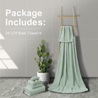 Ultra Soft Bath Towel Set of 4, Green Extra Large Textured Microfiber Luxury Towels 35x70 in, Quick Dry, Highly Absorbent, Fluffy, Oversized, for Bathroom Shower Pool Hotel Beach