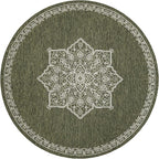 Unique Loom Outdoor Traditional Collection Area Rug - Antique (7' 10" Round Green/Ivory)
