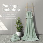Ultra Soft 8 Piece Textured Bath Towel Set for Bathroom Shower Pool, Kitchen, Quick Dry, Lightweight Highly Absorbent - 2 Oversized Bath Towel Sheets, 2 Hand Towels, 4 Washcloths - Light Green