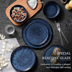 HaWare Dinnerware Sets, 18-Piece Plates and Bowls Set, Stoneware Dish Set for 6, Ceramic Dinnerware for Home Restaurant, Chip and Scratch Resistant, Microwave and Dishwasher Safe, Reactive Starry Blue