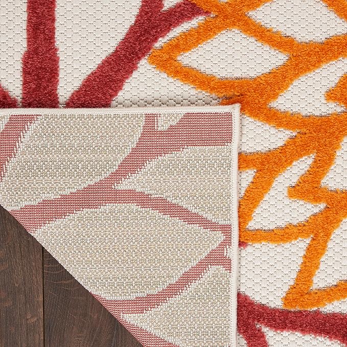 Nourison Home Aloha 3' x 5' Red Multicolored Fabric Tropical Area Rug (3' x 5')