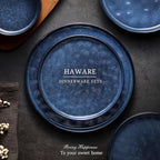 HaWare Dinnerware Sets, 18-Piece Plates and Bowls Set, Stoneware Dish Set for 6, Ceramic Dinnerware for Home Restaurant, Chip and Scratch Resistant, Microwave and Dishwasher Safe, Reactive Starry Blue