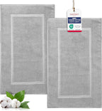 TEXTILOM Luxury 2 Pack Banded Cotton Bath Mats for Bathroom Floor [ Hotel, Spa, Tub, Shower Bath Mat Floor Towel Set ], Machine Washable & Soft & Absorbent & Quick Dry (20''x34'')- Grey