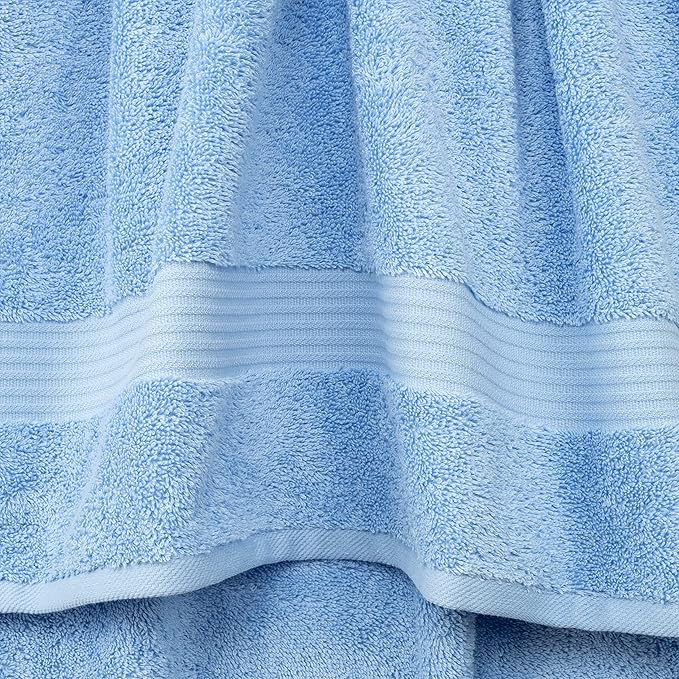 Cotton Paradise 100% Cotton Turkish Washcloth Set for Bathroom, 4 Piece Soft Absorbent Small Hand Face Towels Wash Rags, Sky Blue