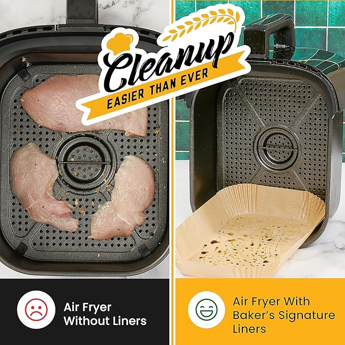 Air Fryer Liners for Ninja Foodi Dual – 125Pcs Disposable Parchment Paper for Ninja DZ201 DZ401, Instant Pot Vortex Plus, PowerXL Vortex – Non-Stick and Oil Proof for Easy Cleanup by Baker's Signature