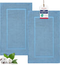 TEXTILOM Luxury 2 Pack Banded Cotton Bath Mats for Bathroom Floor [ Hotel, Spa, Tub, Shower Bath Mat Floor Towel Set ], Machine Washable & Soft & Absorbent & Quick Dry (20''x34'')- Blue
