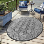 Keen Home Design Terrace Outdoor Round Rug - 8ft Round Washable Indoor/Outdoor Rug for Patio, Kitchen, Balcony, Beach, Garden, Deck and Porch, Size: 7'7" Round