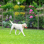 FXW Garden Fence Outdoor for The Yard – 40in(H) x 18.2ft(L) Heavy Duty Metal Animal Barrier for Dog and Rabbit, Decorative Dog Fence, 8 Panels, Silver