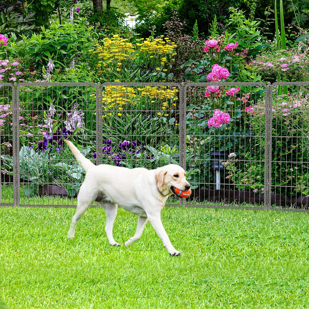 FXW Garden Fence Outdoor for The Yard – 40in(H) x 72.9ft(L) Heavy Duty Metal Animal Barrier for Dog and Rabbit, Decorative Dog Fence, 32 Panels, Silver